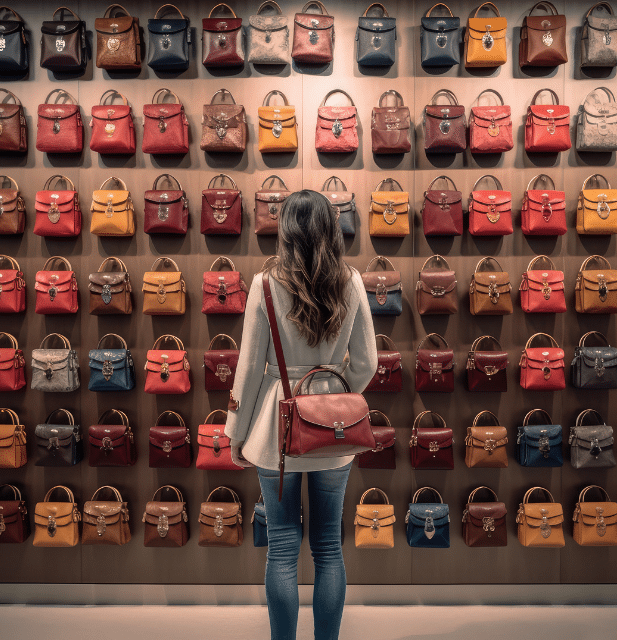 Bild von Frau vor den Taschen